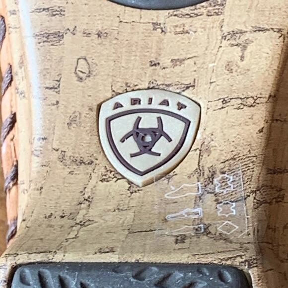 Ariat Women's Sandal Tan Leather Strappy Slide Buckle Strap Size 11B Heel - Picture 14 of 16